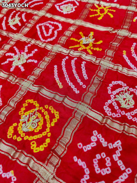 By New Bandhani Pila Chunri With Handcrafted Zardozi Embellishments