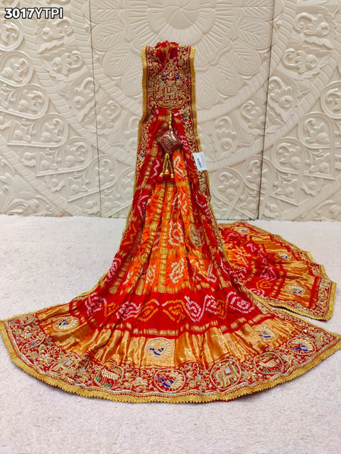 By New Bandhani Pila Chunri With Handcrafted Zardozi Embellishments