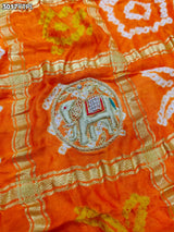 By New Graceful Bandhani Style Gaji Silk Pila Chunri for Traditional Occasions