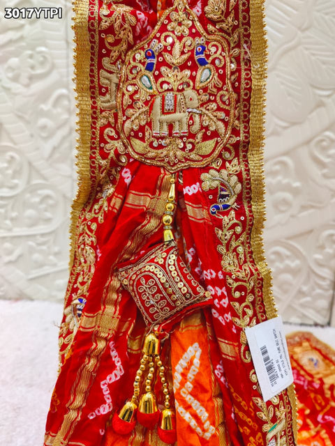 By New Bandhani Pila Chunri With Handcrafted Zardozi Embellishments