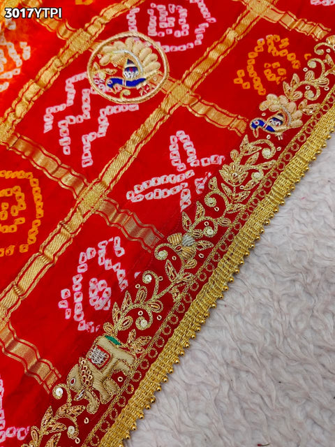 By New Bandhani Pila Chunri With Handcrafted Zardozi Embellishments