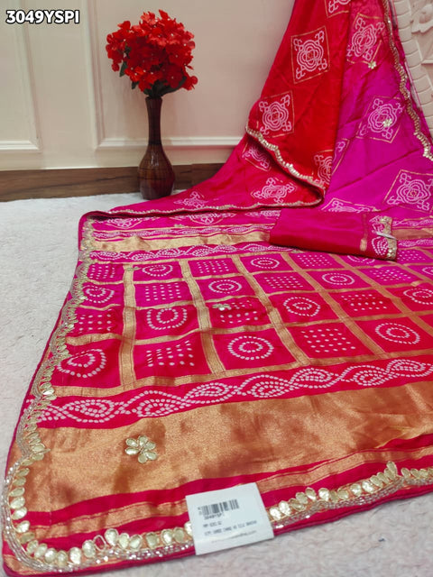 By Bandhani Style Saree with Elegant Gotapatti Cutdana