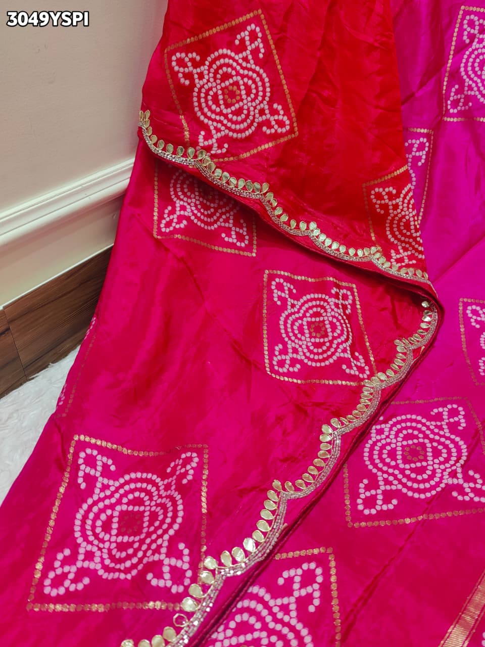 By Bandhani Style Saree with Elegant Gotapatti Cutdana