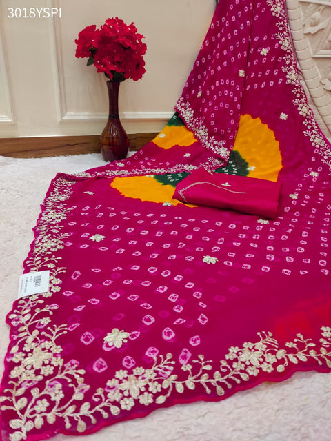 By Bandhani Saree With Festive Wear