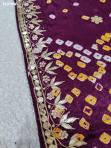  Gaji Silk Bandhej Gotapatti Work Saree for wedding and festival 