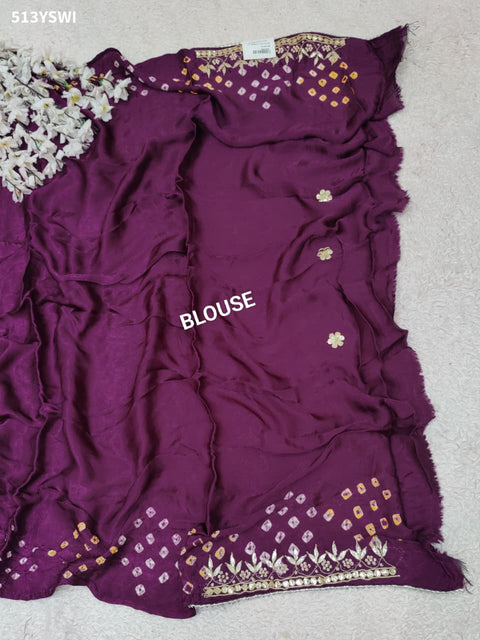  Gaji Silk Bandhej Gotapatti Work Saree for wedding and festival 