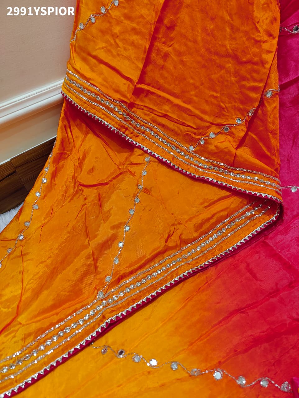 By Graceful Upada Silk Saree with Bandhani Print and Cutdana Work