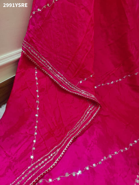 By Graceful Munga Silk Saree with Bandhani Print and Cutdana Work