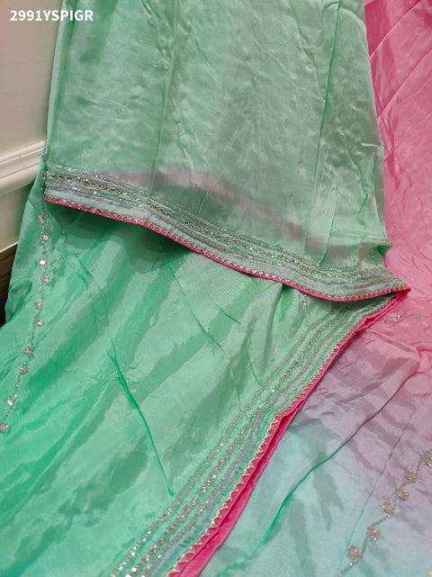 By Graceful Munga Silk Saree with Bandhani Print and Cutdana Work