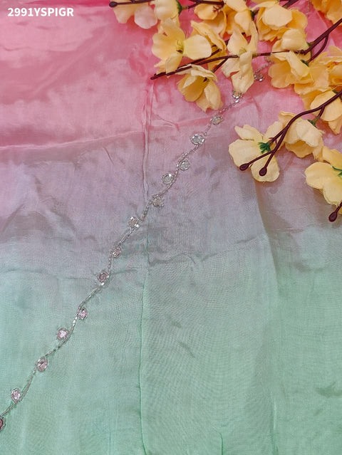 By Graceful Munga Silk Saree with Bandhani Print and Cutdana Work