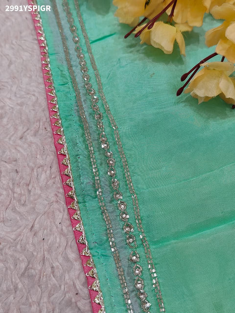 By Graceful Munga Silk Saree with Bandhani Print and Cutdana Work