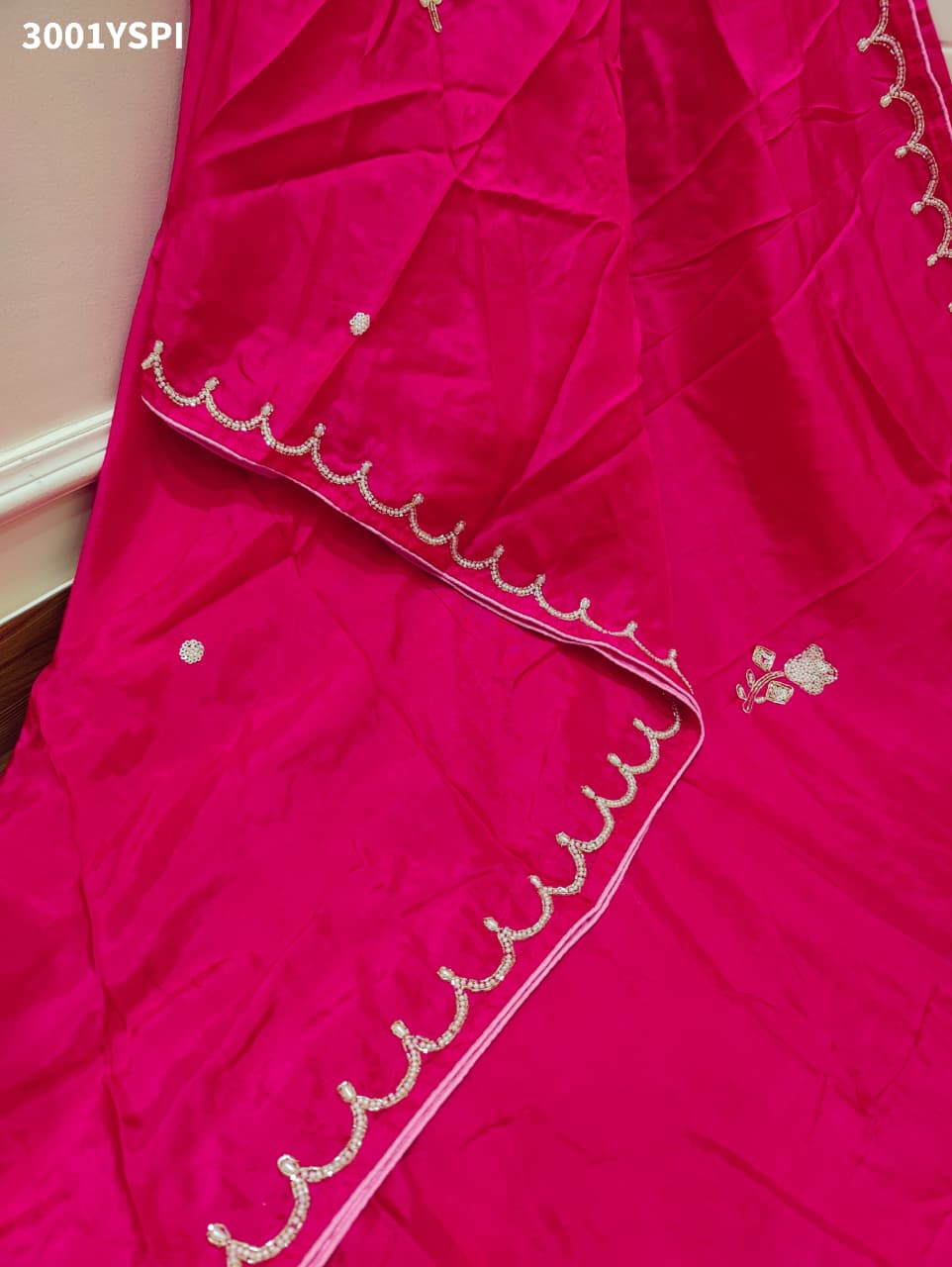 By Premium Munga Silk Saree Featuring Exquisite Pearl Dabka Embellishment