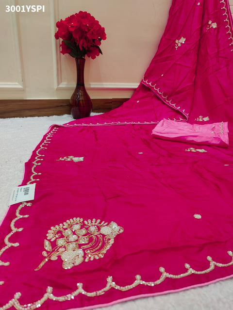 By Premium Munga Silk Saree Featuring Exquisite Pearl Dabka Embellishment