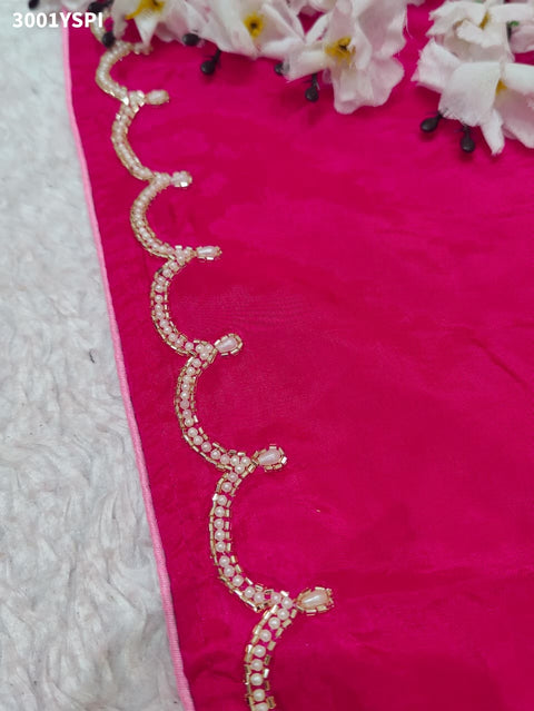 By Premium Munga Silk Saree Featuring Exquisite Pearl Dabka Embellishment