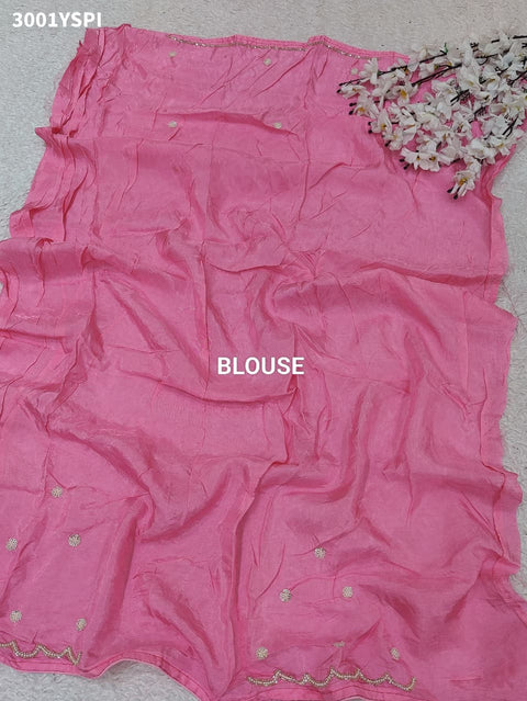 By Premium Munga Silk Saree Featuring Exquisite Pearl Dabka Embellishment