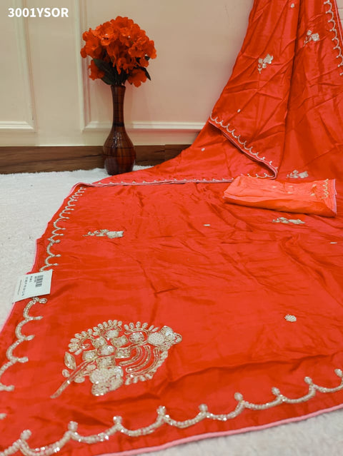 By Premium Munga Silk Saree Featuring Exquisite Pearl Dabka Embellishment