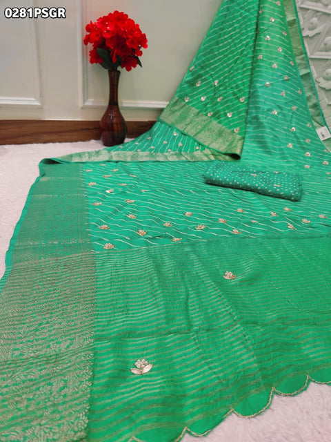 KcPc New Premium Leheriya Saree in Dola Silk with Hand Gota Patti  ANT