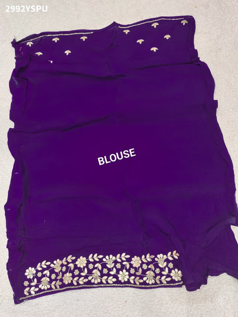Purple saree with white gotapati embroidery for weddings