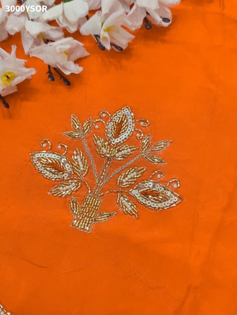 By New Festive Munga Silk Saree Adorned with Cutdana Embellishments