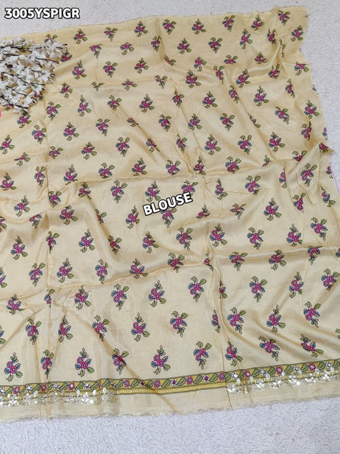 By Festive Saree with Beautiful Leheriya Pattern and Mirror Detailing