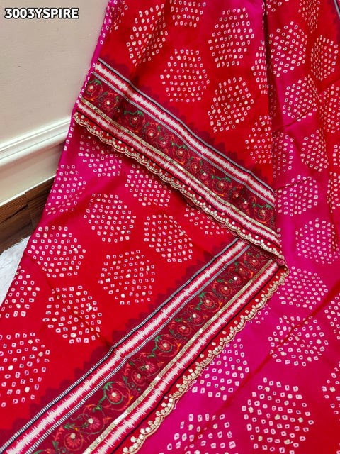 KcPc New Festive Upada Silk Saree Featuring Bandhani Pattern and Mirror Detailing  SVD