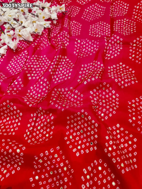 KcPc New Festive Upada Silk Saree Featuring Bandhani Pattern and Mirror Detailing  SVD