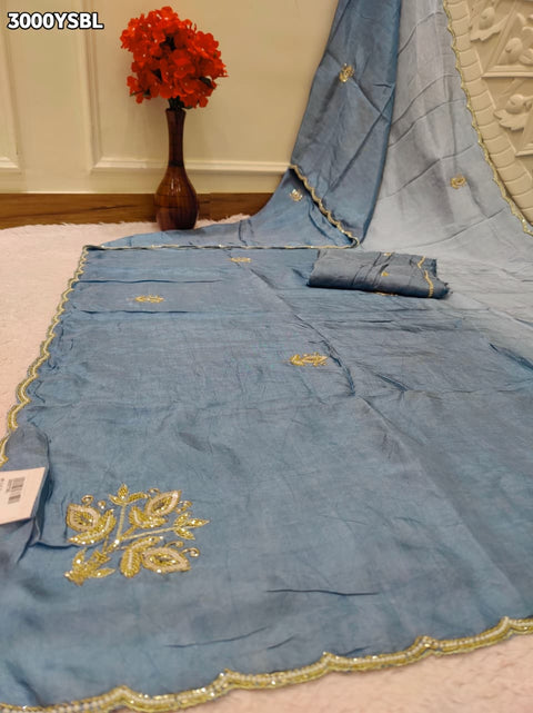 By New Festive Munga Silk Saree Adorned with Cutdana Embellishments