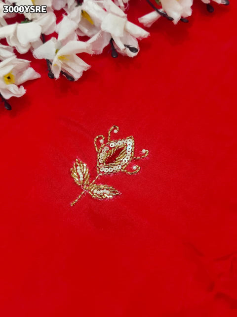 By New Festive Munga Silk Saree Adorned with Cutdana Embellishments