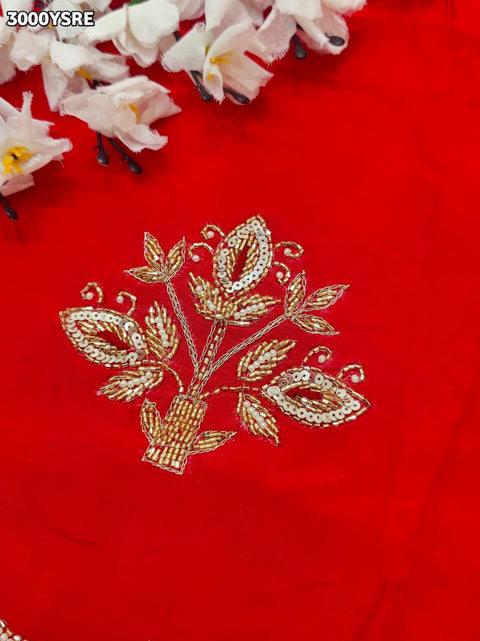 By New Festive Munga Silk Saree Adorned with Cutdana Embellishments