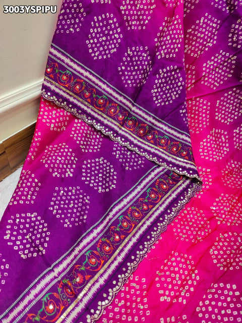 KcPc New Graceful Upada Silk Saree Enhanced with Bandhani Design Mirror Work SVD