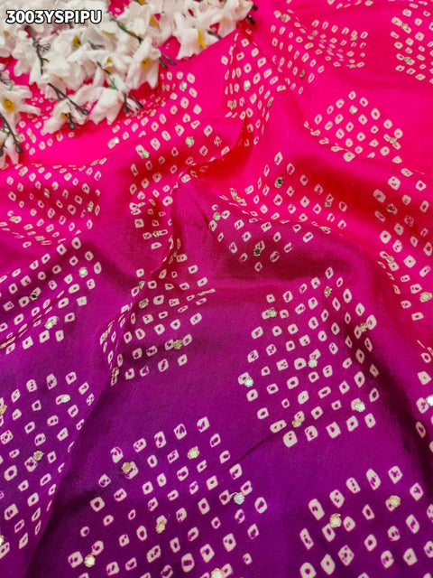 KcPc New Graceful Upada Silk Saree Enhanced with Bandhani Design Mirror Work SVD