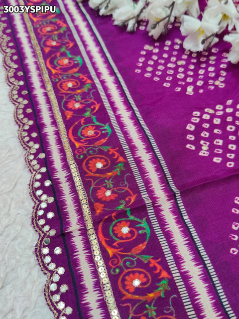 KcPc New Graceful Upada Silk Saree Enhanced with Bandhani Design Mirror Work SVD