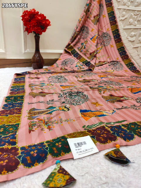 By Kalamkari Saree With Mehendi Wear