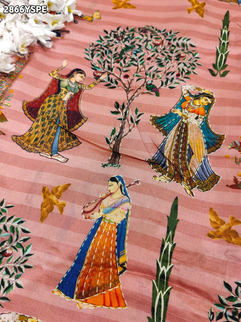 By Kalamkari Saree With Mehendi Wear