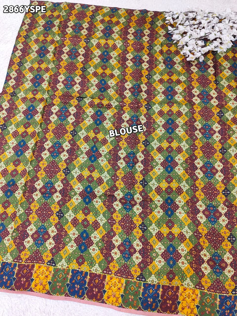 By Kalamkari Saree With Mehendi Wear