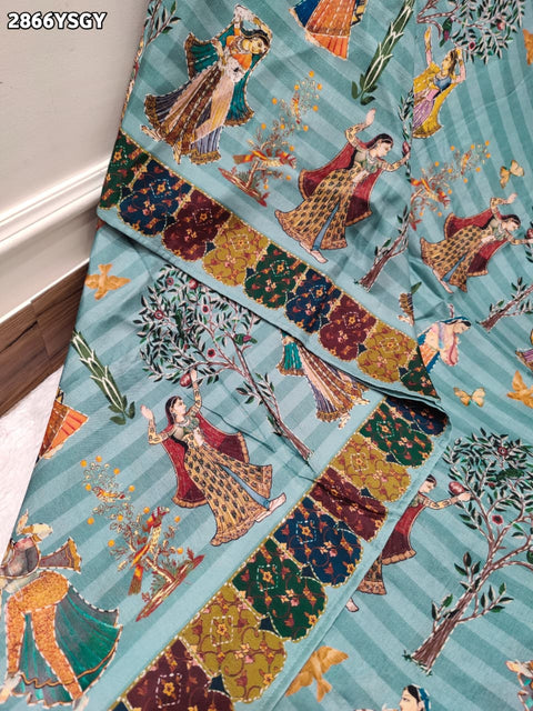 By Kalamkari Saree With Mehendi Wear