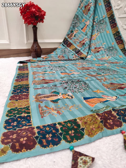 By Kalamkari Saree With Mehendi Wear