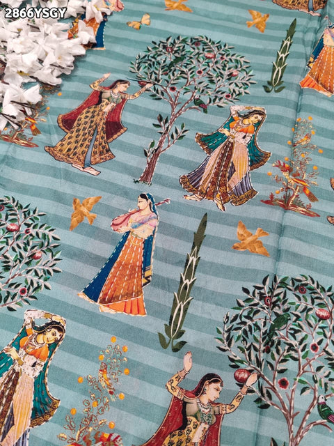 By Kalamkari Saree With Mehendi Wear