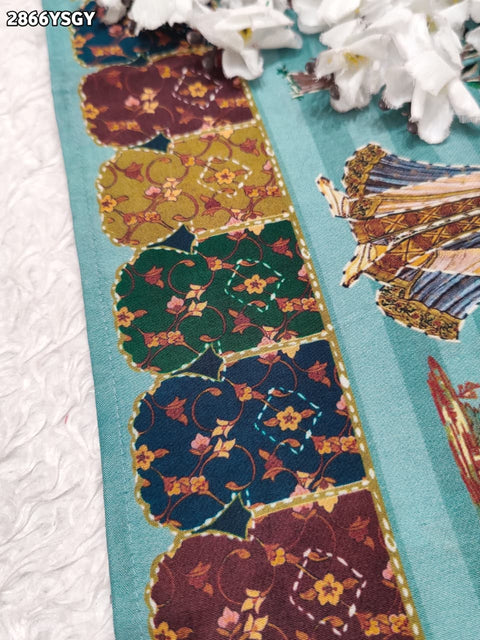 By Kalamkari Saree With Mehendi Wear