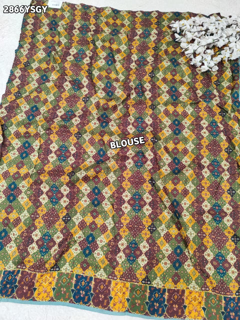 By Kalamkari Saree With Mehendi Wear