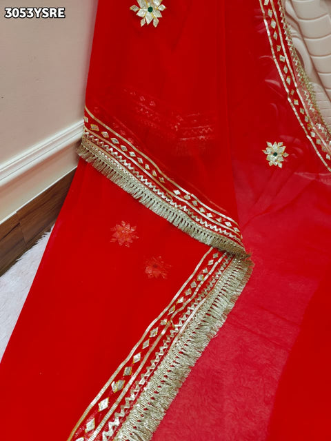 KcPc New Classic Georgette Saree Featuring Handcrafted Kacha Gota Patti Work  MHS