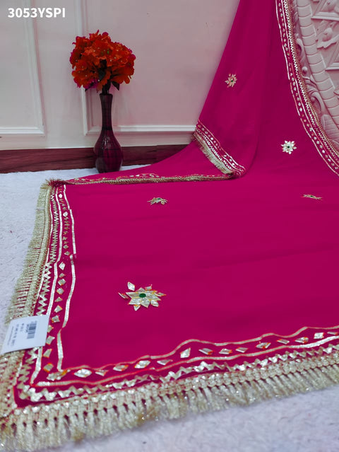 KcPc New Premium Pure Georgette Festive Saree with Traditional Gota Patti Work  MHS