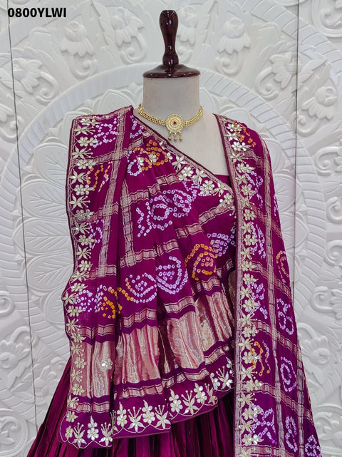 KcPc Pure Gaji silk With Gharchola Dupatta And Gota patti Work New Lehenga BTU