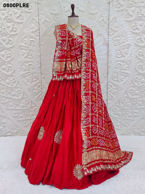 KcPc Pure Gajji Silk Lehenga & Dupptta With Gorgeous Gotapatti Work  BTU