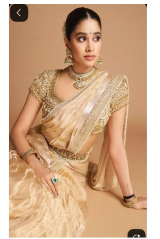 KcPc New Elegant Tari Border Tissue Silk Saree Janhvi Kapoor Inspired Edition  AST
