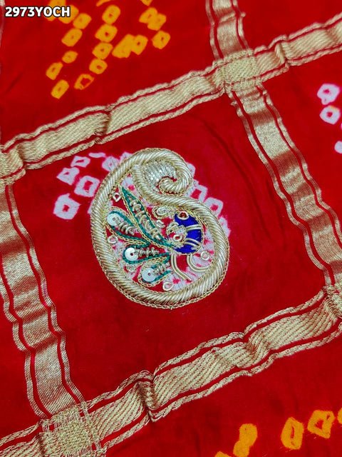 KcPc New Traditional Bandhani Gaji Silk Odhna Zardozi Highlights  MNL