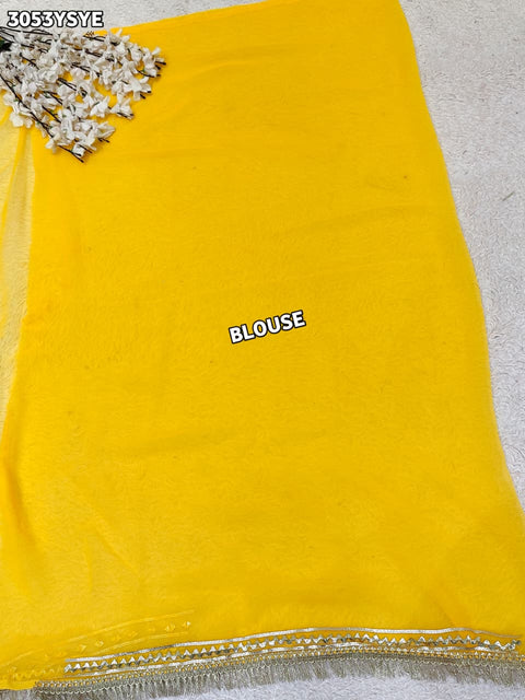 Festive Wear Pure Georgette Saree with Gota Patti work in yellow colour