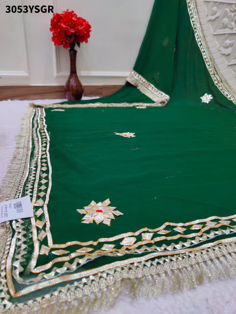 KcPc New Elegant Pure Georgette Saree with Handcrafted Gota Patti  MHS