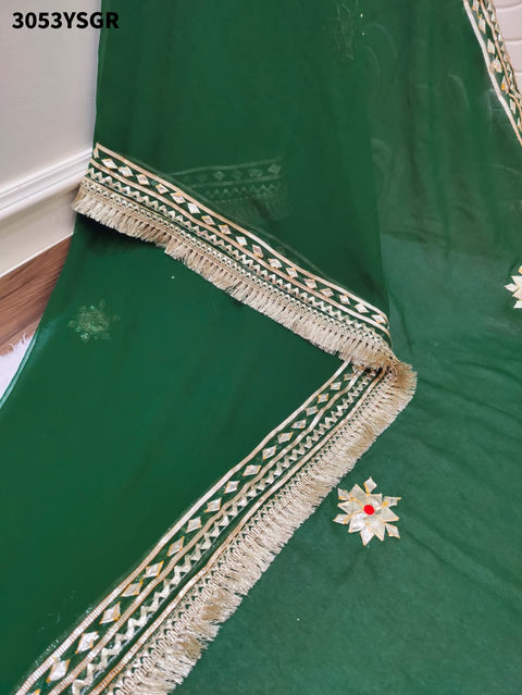 KcPc New Elegant Pure Georgette Saree with Handcrafted Gota Patti  MHS