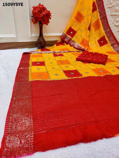  By Chinon Sequence Zari Thread Banarasi Border Saree for festivals in multi colour